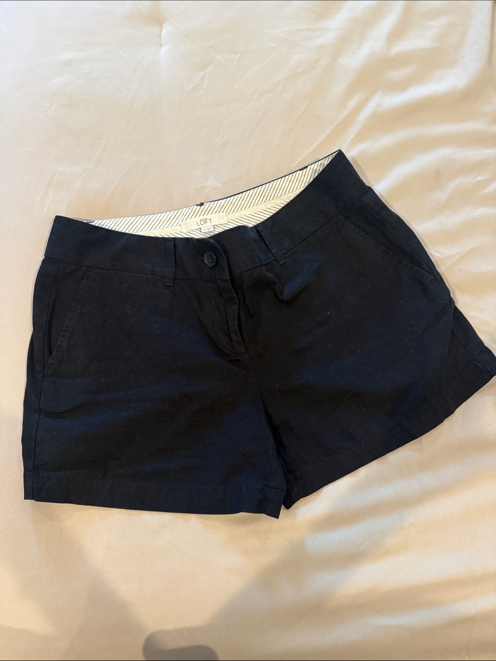 LOFT Black Casual Linen-Blend Bermuda Shorts